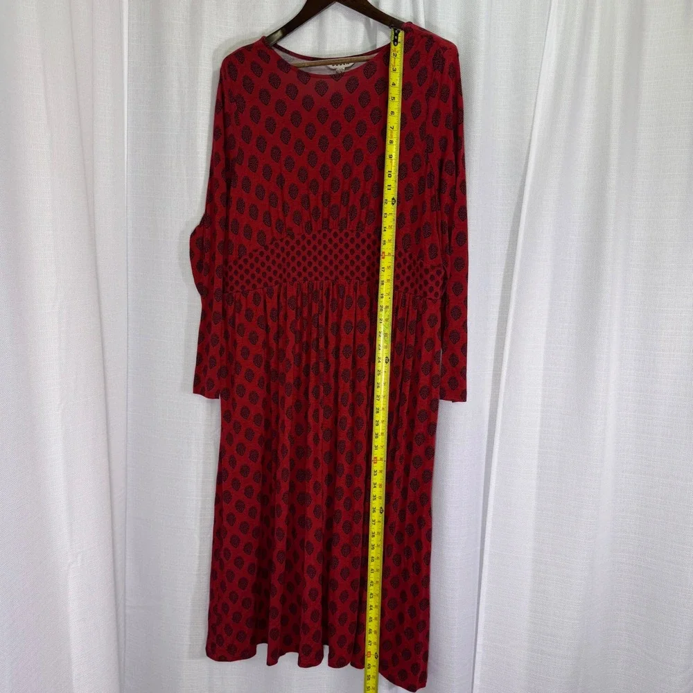 NEW Boden Thea Jersey Midi Dress Womens 20-22R Block Print Long Sleeve Pocket - Picture 9 of 12